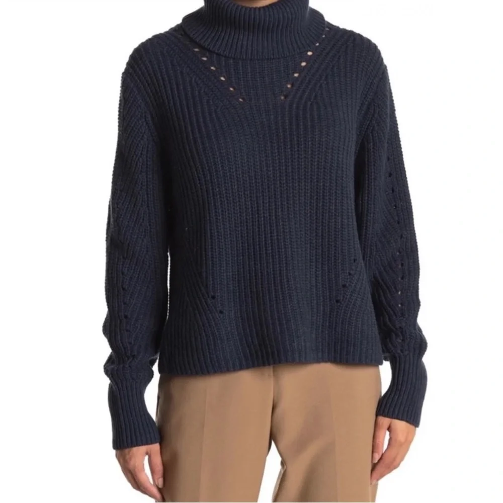 NEW 360SWEATER NAVY TURTLENECK SWEATER - Picture 1 of 6